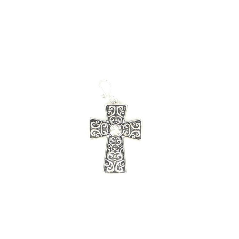 Blazin Roxx Rhinestone Silver Cross Pendant