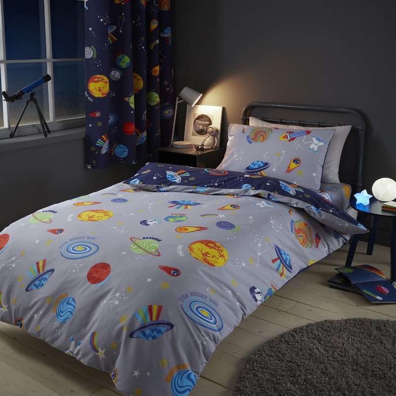 Catherine Lansfield Lost In Space Reversible Single Duvet Cover Set