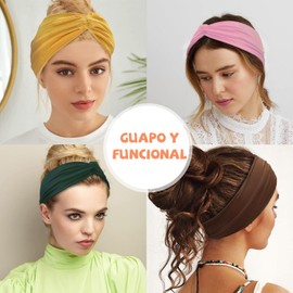 12 Piezas Bandas para el Cabello Deportivas Mujer, Elástico Transpirable Absorbente Headbands Diademas Trenzadas para Cabello Mujer, para Vida Diaria Yoga Ejercicio