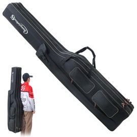 Sougayilang Fishing Rod Case, 3 Layers Organizer Fishing Pole Storage Bag Fishing Rod and Reel Carrier Organizer for Travel-165cm/65in-Black