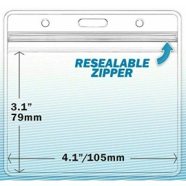CDC 2 PACK WATERPROOF 4x3 Badge Holder ZIP  ID Protector for Badges