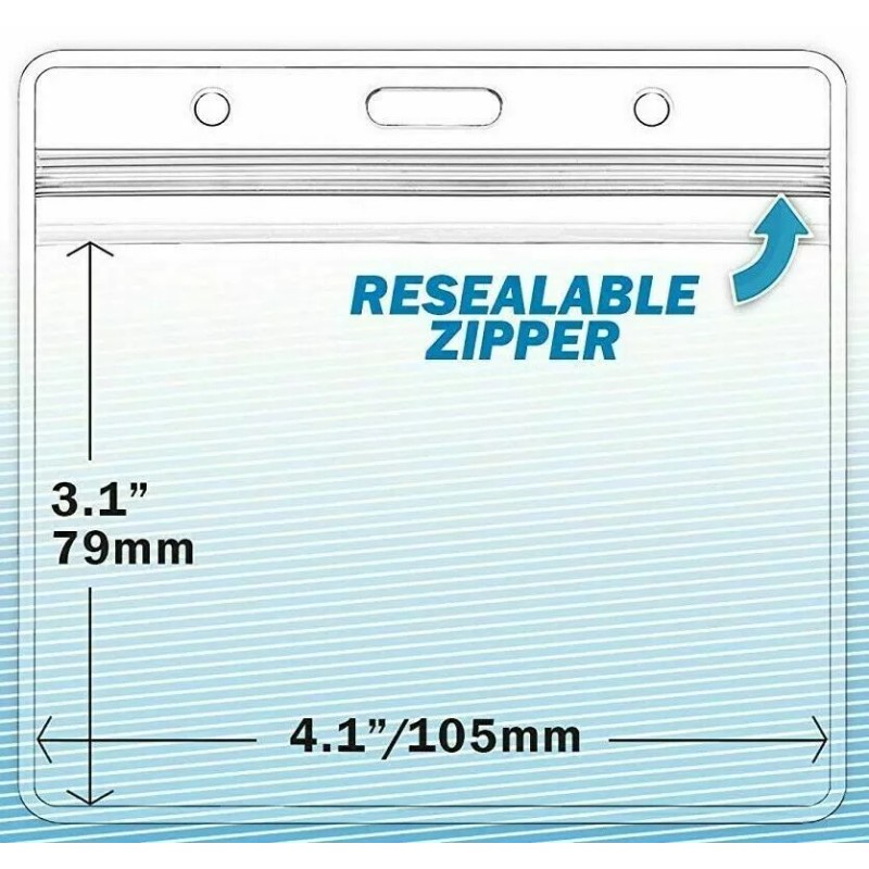 CDC 2 PACK WATERPROOF 4x3 Badge Holder ZIP ID Protector