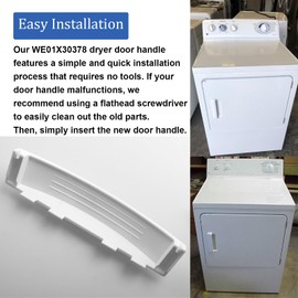 Dryer Door Handle for GE WE01X30378 Replaces for GE Dryer Parts WE01X25878, WE1M1068, 4958906, AP6983534, PS12743305, EAP12743305（1 Pcs