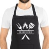 Second Ave Men's Funny Grillfather Black Apron BBQ Grill Cooking