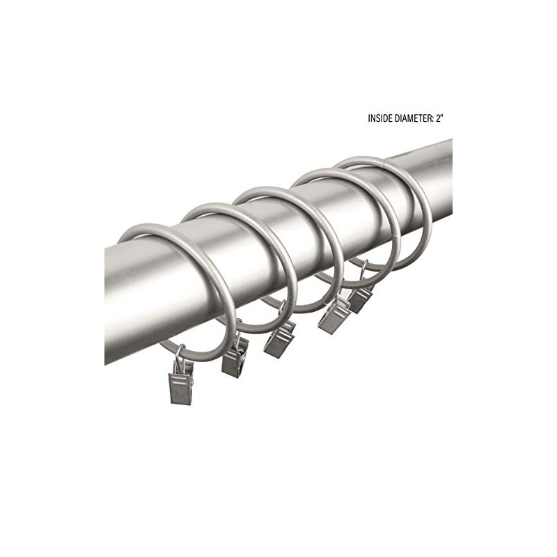 Rod Desyne 2 inch Curtain Rings w/Clip - Satin Nickel