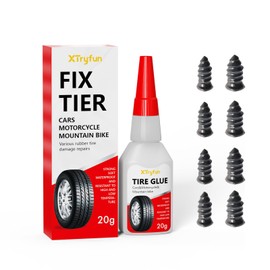 XTryfun Black Tire Repair Glue Rubber Strong Adhesive, Self-Tapping Tire Repair Screws, Tire Plug Glue, Tire Repair Kit Suitable for Car, Motorcycle, ATV, Jeep, Truck, Tractor tire Puncture Repair