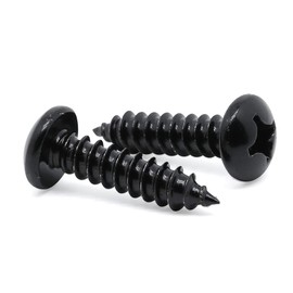 #4 x 3/4" Pan Head Self Tapping Screws Sheet Metal Wood Screws, Black Oxide, 304 Stainless Steel 18-8, 100 PCS