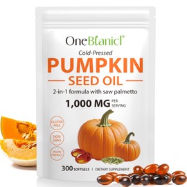 Pumpkin Seed Oil with Saw Palmetto - 3000mg Per Serving, 300 Softgels - Cold Pressed, Pure Virgin Oil, Essential Fatty Acids & Phytosterols - Supports Hair, Urinary, Bladder & Prostate Health, Non-GMO