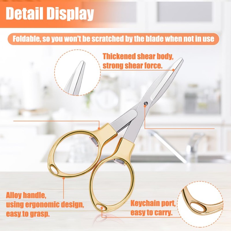 2PCS Folding Scissors, Portable Travel Scissor, Gift for Men Glasses