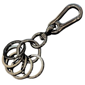 [DAZUMA] キーホルダー 軽量 カラビナ キーフック アンティーク ウォレットチェーン ビンテージ キーリング メタリック ハンドメイド カラ5連 (カラビナ ガンメタリック)