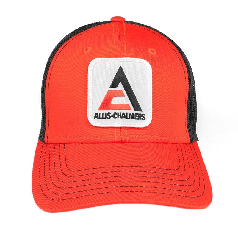 Allis Chalmers Tractor Hat, Orange and Black Mesh, Logo