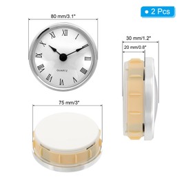 PATIKIL 80mm Quarz Uhrwerk Wanduhr, 2 Stück Stille Römische Ziffern Kaminuhren, Ersatz für Tischuhr, Stehuhr, Standuhr (Silberfarben/Weiß Stil 16)