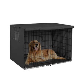 Dog Cage Cover, Cover for Dog Cages, Durable, Waterproof, Windproof Dog Crate Cover with Double Door, for Indoor and Outdoor Use (Black M)