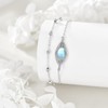 POPLYKE Sterling Silver Moonstone Bracelet for Women Adjustable Charm Bracelets