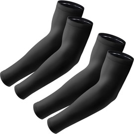 Aprilswan Arm Sleeves, UV Sun Protection Sports Non Slip Compression Cover for Men/Women 2 Pairs 2 Black