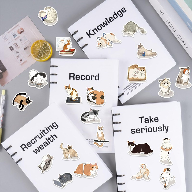 50 Pcs Cute Cat Stickers Set – Adorable Cat Illustrations