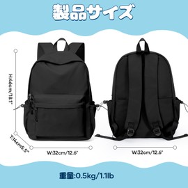 Women's Backpack, School Backpack, Popular, High School Girls, Daylife, Outdoor Backpack, Men's, Middle School, Rucksack, Black, Girls, Town Rucksack, Travel Bag, Lightweight, Commuting to Work