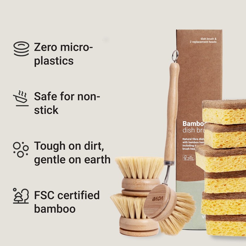 Vove | Eco Kitchen Cleaning Bundle | Bamboo Dish Brush