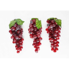 Grape Grape Sample Realistic Food Sample Fruit Fruit Display Ornament Set of 3 /V517 (Bordeaux Red)