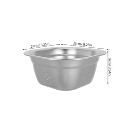 VOSAREA Stainless Steel Square Basin Metal Colander Strainer Basin Square Large Capacity Fruit Basin Kitchen Washing Vegetables Drainer for Drain Pasta Rice Serve (8.25X8.25X3.54 Inch)