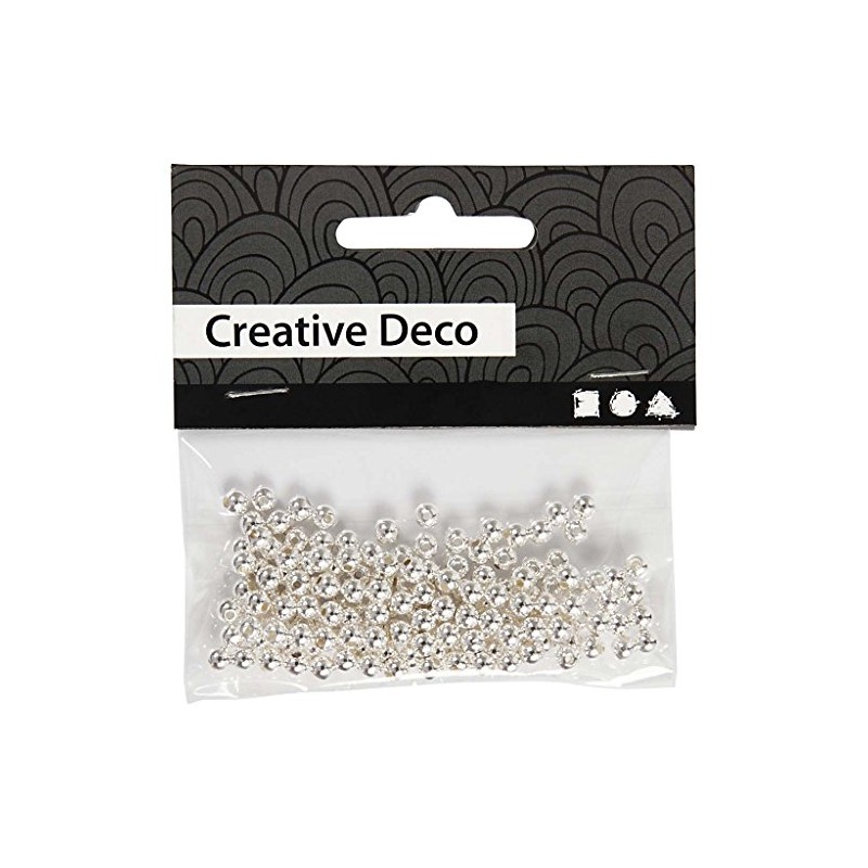 Wax Beads, D: 4 mm, silver, 150pcs