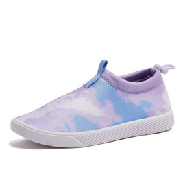 Lands' End Kids Quick Dry Slip On Aqua Swim Shoes for Boys & Girls - Purple Tie Dye, Size 1-7