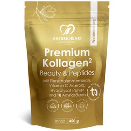 Nature Heart Premium Collagen Peptides Powder 450 g - Pasture - Tasteless, Soluble with Acerola and Over 91% Protein