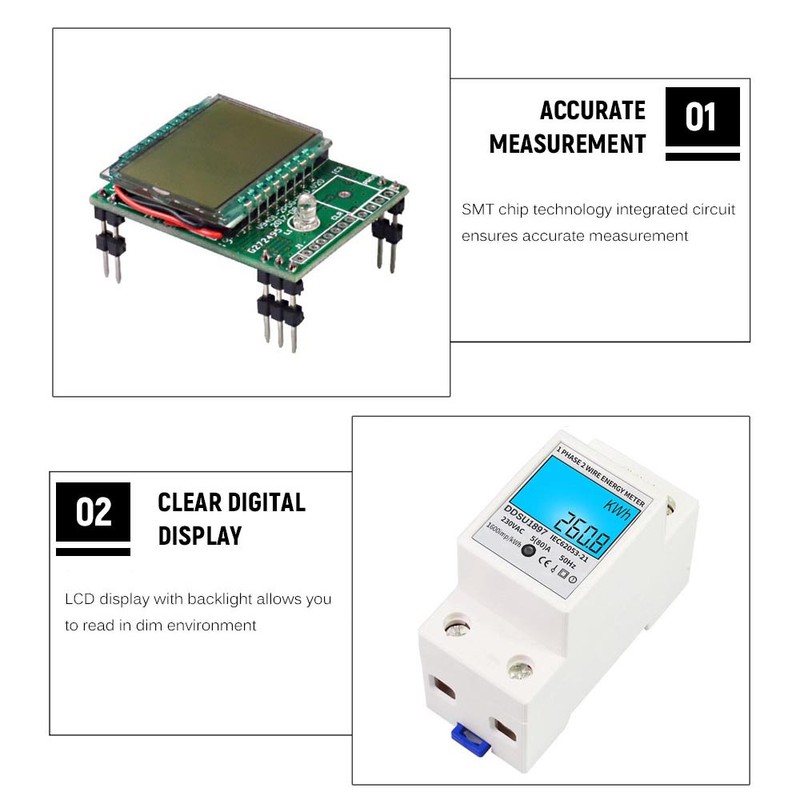 Digital Electric Energy Meter Single Phase DIN Rail Electricity Meter