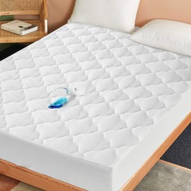 Full XL Mattress Pad Waterproof Mattress Protector, Quilted Full XL Size Mattress Cover Fitted for Adults, Deep Pocket Mattress Protector Up to 14 inches, White (Cover Only)