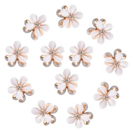 Kioiner 12 Pcs Mini Hair Claw Clips, 2.1cm Diamond Hair Clips, Cute Flower Non-Slip Hair Pins, Bangs Clips, Daily Party Wedding Hair Styling Hair Accessories for Women Girls (White)