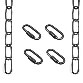 ECUDIS 6 Feet Pendant Light Fixture Chain, Lighting Hanging Chain Extension with Connection Locks, Lighting Chain Replacement for Chandelier, Plants, Fruit Basket (Black)