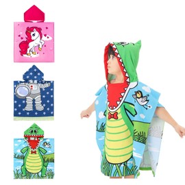 Toalla de Baño de Playa con Capucha para Niños,Poncho de Playa 100% Algodón Súper Suave y Absorbente,Bata de Baño de Gran Tamaño para Niños de 2 a 9 Años,Para Ducha,Playa,Piscina,Cocodrilo(60x 60 cm)…