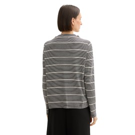 TOM TAILOR Women's Long-Sleeved T-Shirt, 36648 - Black White Irregular Stripe, M