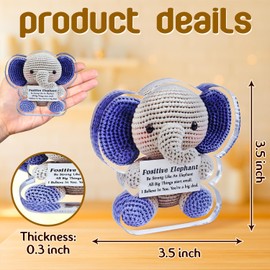 Elephant Gifts - Positive Elephant Decor, Inspirational Crochet Elephants Acrylic Sign Decorations, Emotional Support Uplifting Plaque for Birthday Friendship, Motivational Elephants for Women