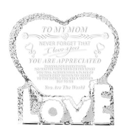 Mothers Day Gifts for Mom - Heart-Shaped Crystal with "To My Mom" Engraved, Happy Mothers Day - Gift for Mom from Daughter Son - Anniversary Christmas Presents for Mama