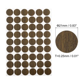 uxcell 4 Sheets/216Pcs Screw Hole Stickers, 21mm/0.83inch PVC Self-Adhesive Screw Cover Sticker Dustproof Round Screw Covers Caps for Wooden Furniture Cabinet Shelve, Dark Brown