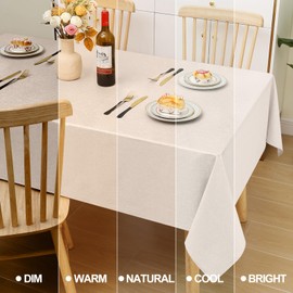 Smiry Rectangle Faux Linen Table Cloth, Waterproof Burlap Fabric Tablecloth, Washable Decorative Farmhouse Table Covers for Kitchen, Dining, Parties, 52x70, Tan