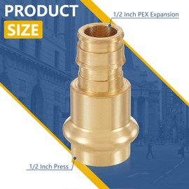 GUOFIS 1/2Inch PEX A Expansion Press Fittings,1/2" Press X 1/2" PEX-A Expansion Coupling Adapter for Copper and Pex Pipe Connection(2Pack,LF Brass)