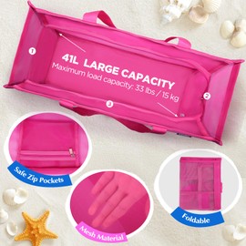 GAGAKU XXL Family Beach Bag - Large Swimming Bag with Zip, Lightweight & Foldable - Women's Beach Bag for Beach, Swimming Pool, Shopping, Travel, 3_pink, XL