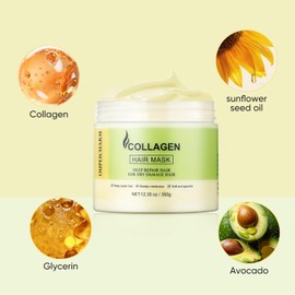 OUPEICHARM Collagen Hair Mask for Damaged Dry Hair,Hydrating & Repairing Deep Conditioning Masks for All Hair Types (12.35oz)