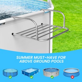 NLFDBFSH Foldable Pool Towel Rack Outdoor-10 Levels of Width Adjustment for Above Ground Pool, No Assembly 23 lb Capacity Stainless Steel Pool Towel Rack