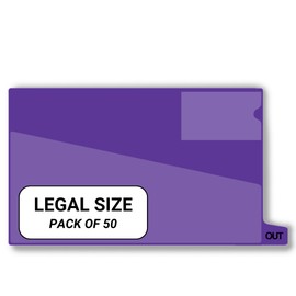 Doctor Stuff - Small Bottom Tab Vinyl Outguides, Diagonal Cut Front Pocket, Top Charge Out Slip Pocket, Plastic File Folder, Legal Size 9" x 16", Purple, 50/Box