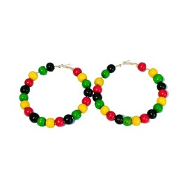 Juneteenth Theme Party Earrings Women's Ethnic Style Jewelry Gifts - Wooden beaded earrings
