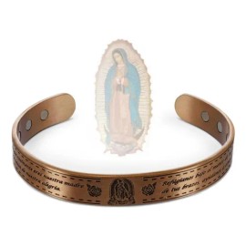 Pulsera De La Virgen De Guadalupe Brazalete Cobre Magnética