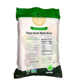 20 Pounds (LBS) Organic Premium Thai Hom Mali Jasmine Rice | Endorsed By Pro Chefs | Four Elephants Brand | Cooking Instructions Packaging