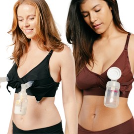 Supermom Pumping and Nursing Bra (2-Pack), Hands Free Maternity Bra for Breastfeeding, Comfortable Soft Breast Pump Bra with Simpleclasp, Nursing Bra Includes Cup Extender for Breast Pump