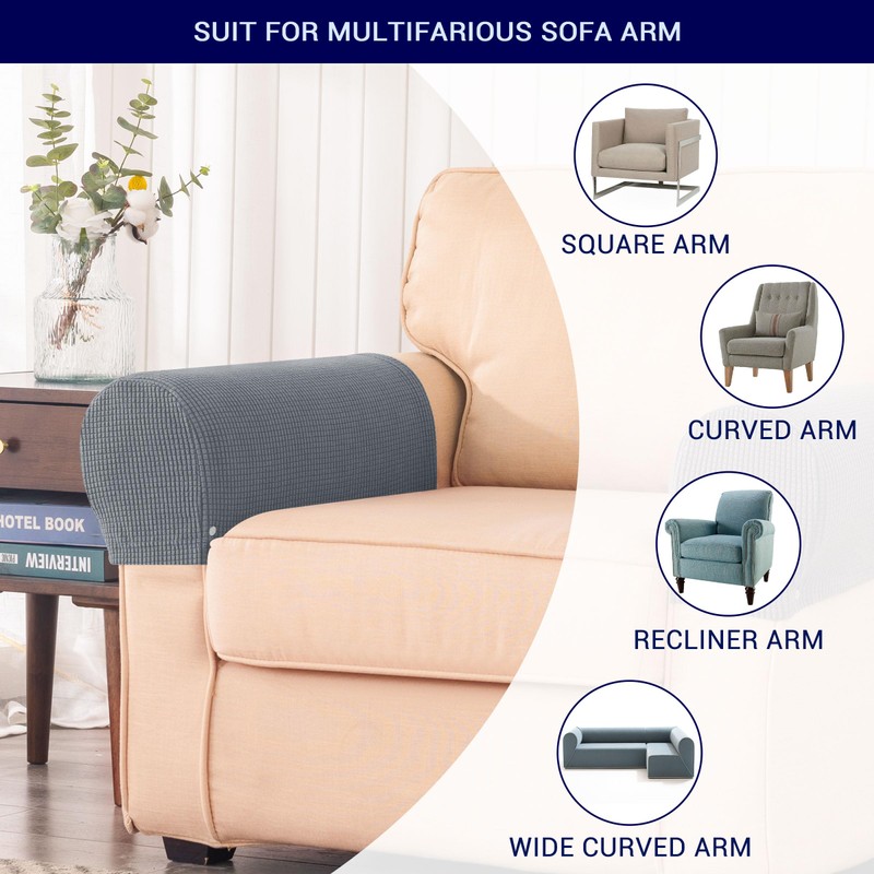SUBRTEX Stretch Couch Arm Covers Set of 2, Checkered Sofa