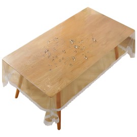 rismart Transparent Tablecloth Table Protector PVC Waterproof Oil Resistant Splashproof Table Film 150 x 150 cm