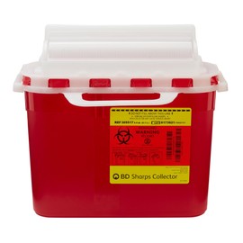 BD Medical 305517 Sharps Collector, Counter Balanced Door, Shape, Red, Pack of 20