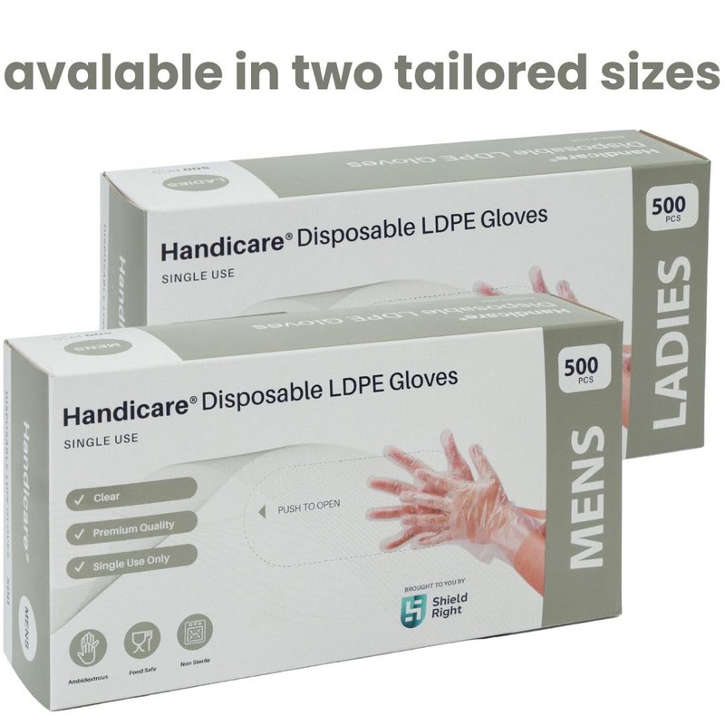 Handicare Premium Poly PE LDPE Disposable Gloves, For Food processing,